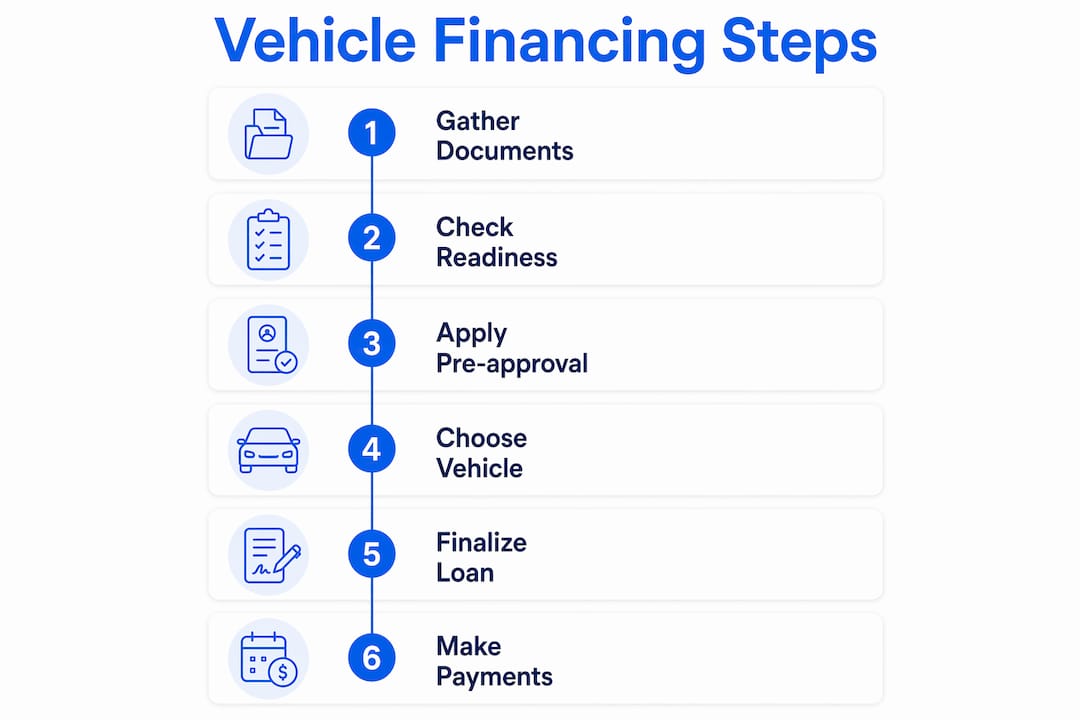 Infographic showing step-by-step vehicle financing process