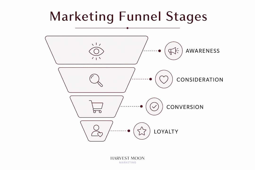 Infographic showing marketing funnel stages