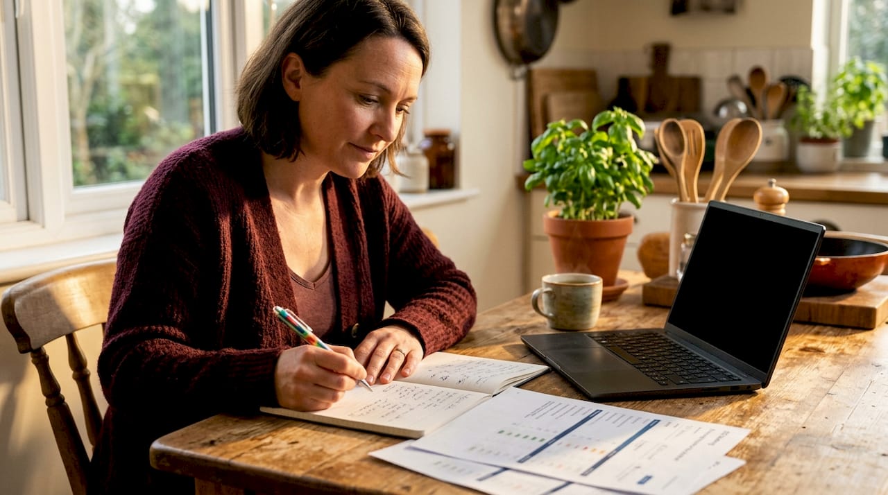 Marketer reviewing SEO content reports