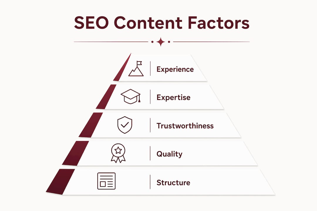 Infographic showing key SEO content factors