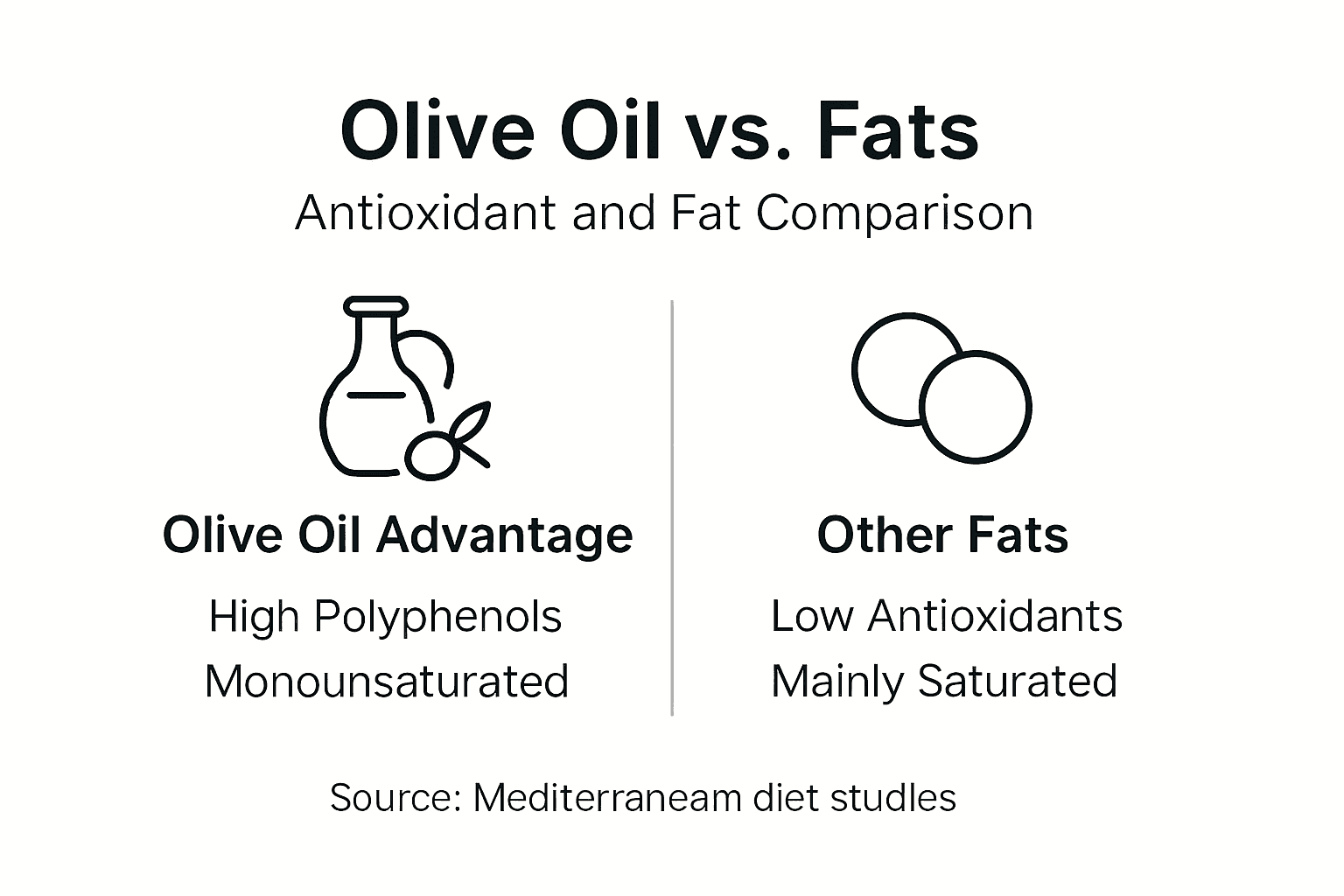Infografica che confronta l'olio d'oliva con altri grassi