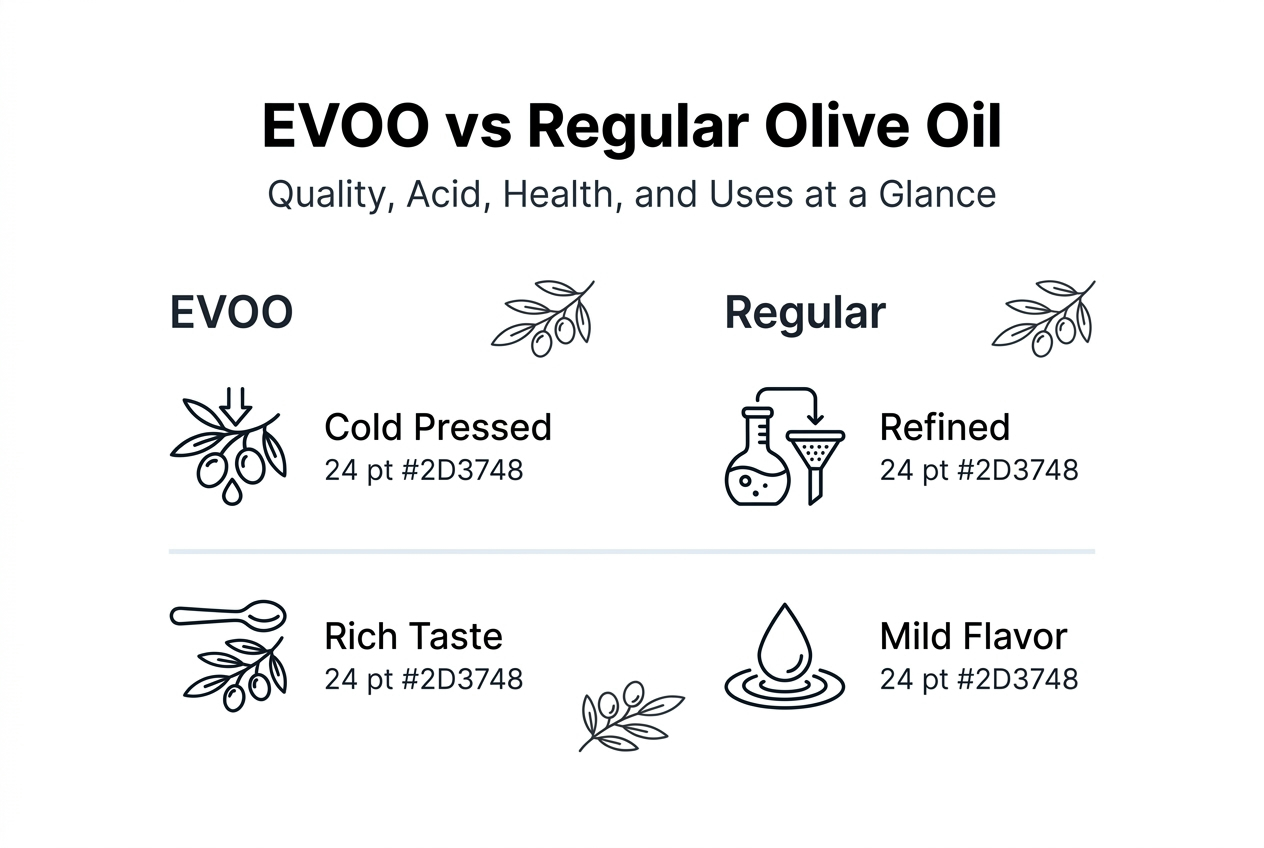 Infographic: Vergelijking tussen extra vierge olijfolie en gewone olijfolie