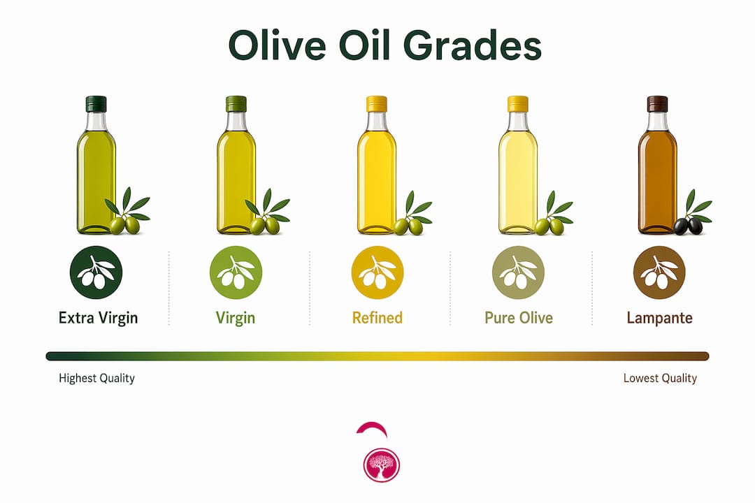 Infographic showing olive oil grading hierarchy