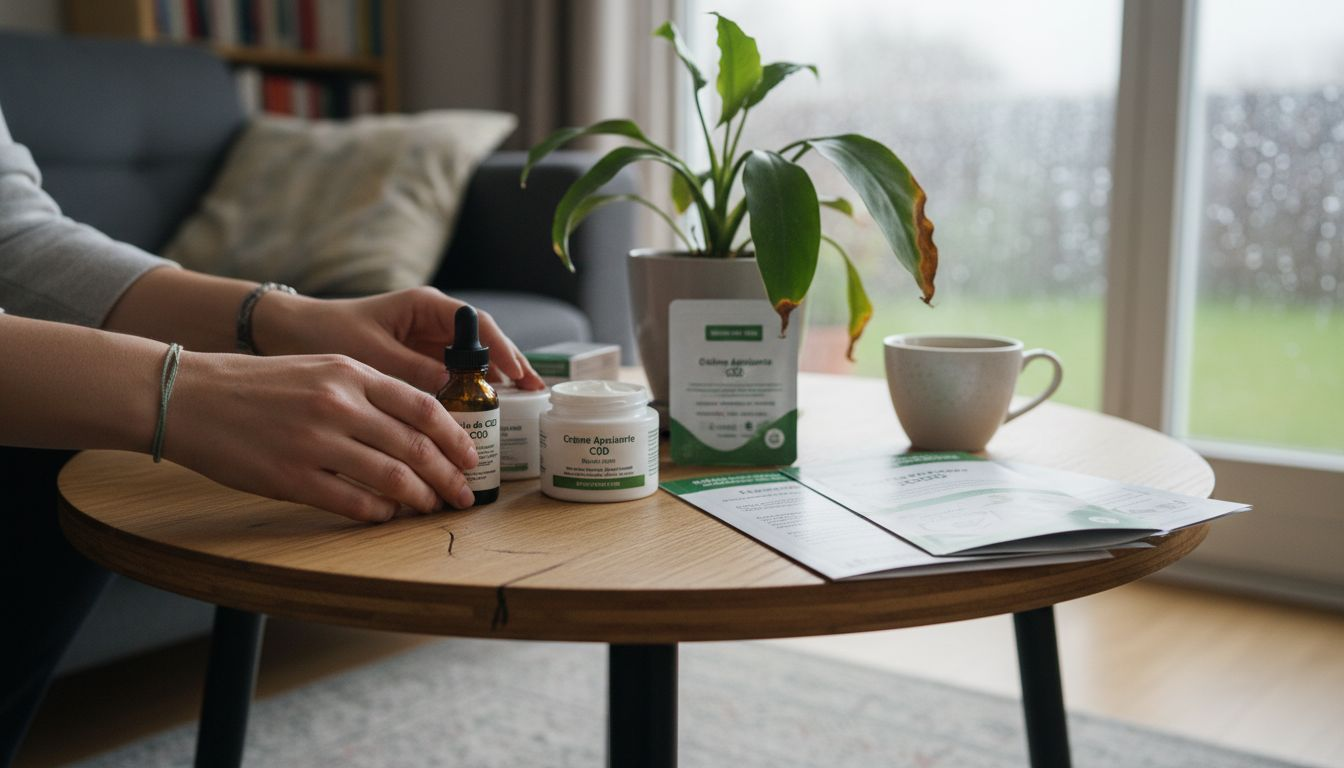 Différents types de produits au CBD présentés sur une table