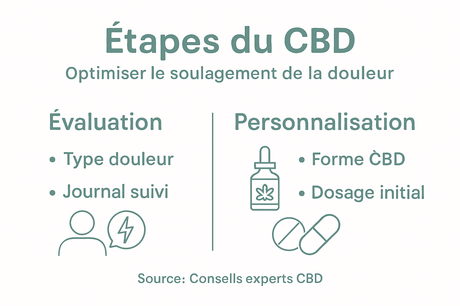Infographie : les étapes clés pour optimiser l’utilisation du CBD contre la douleur