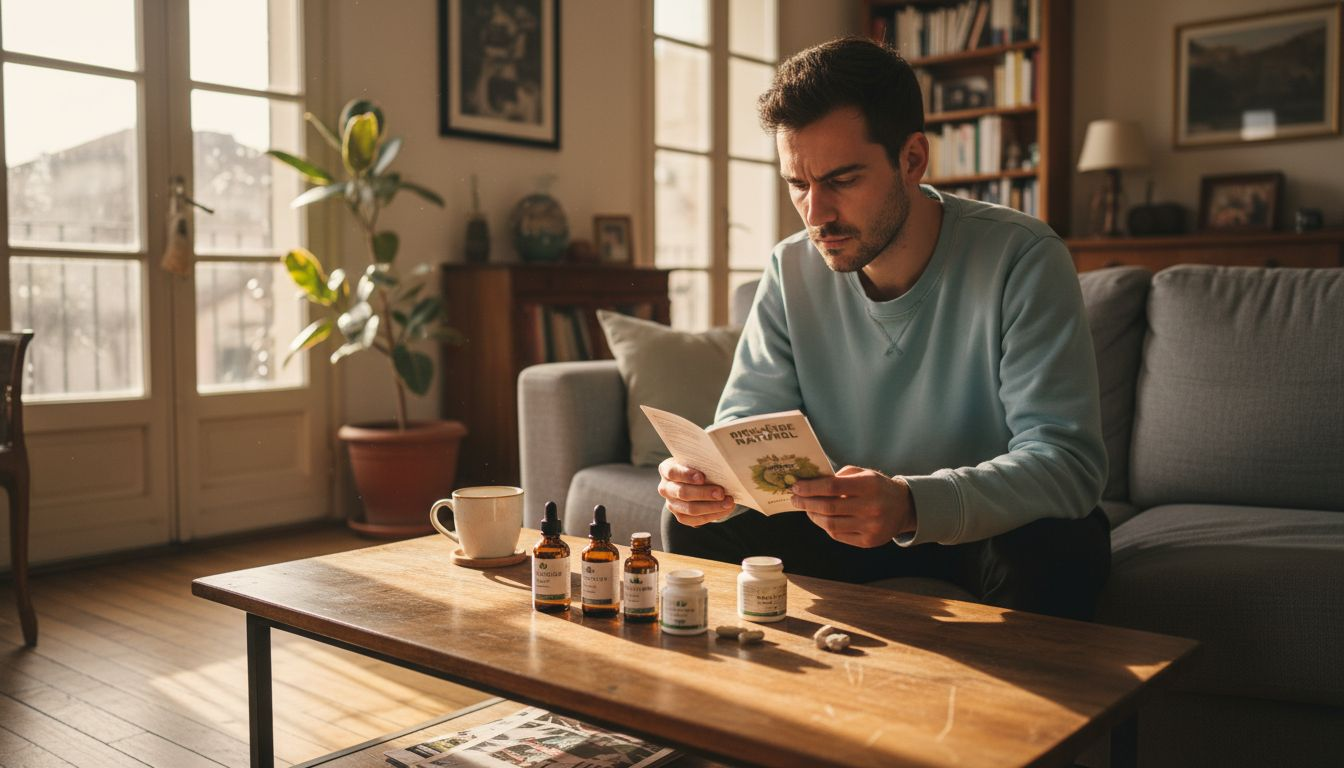 Un homme en train de comparer les différentes formes de produits à base de CBD.