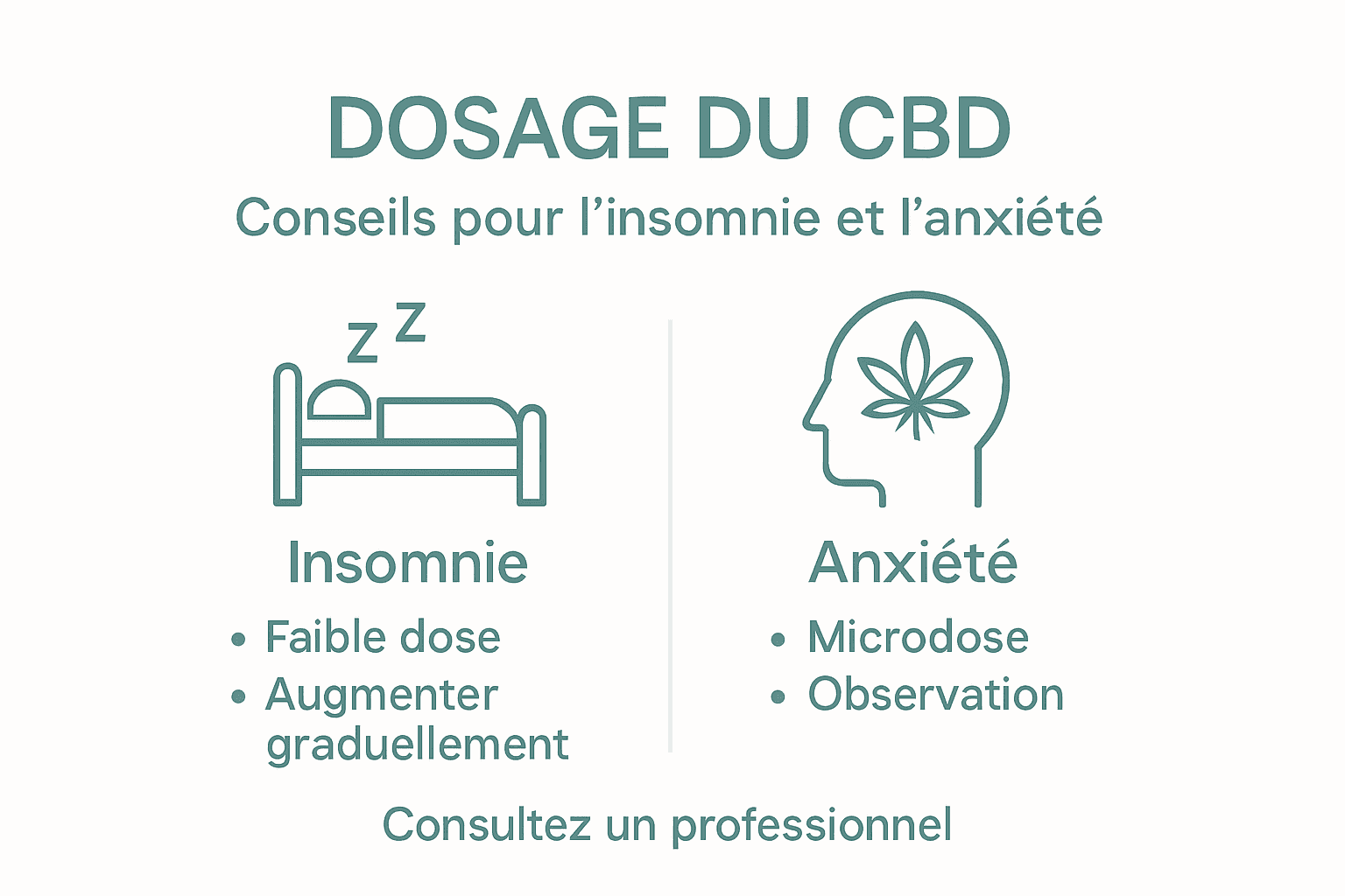 Guide visuel sur le dosage du CBD pour mieux dormir et apaiser l’anxiété