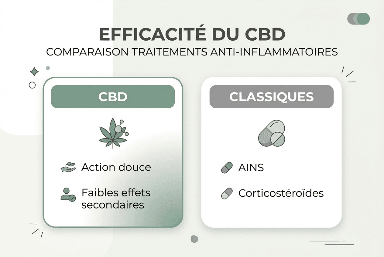 Infographie : le CBD face aux traitements traditionnels – comparaison et analyse