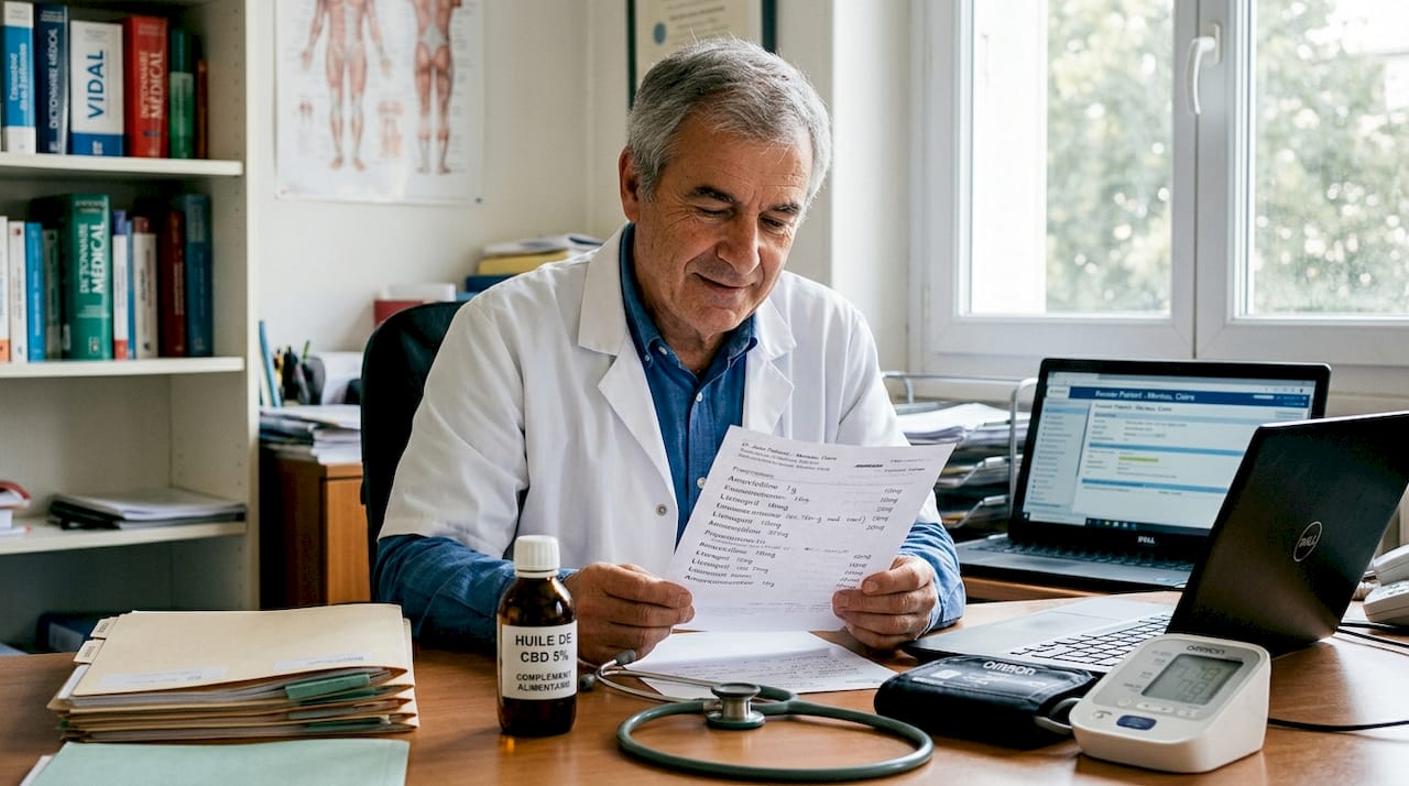 Un médecin se penche sur les interactions possibles entre le CBD et les traitements médicamenteux.