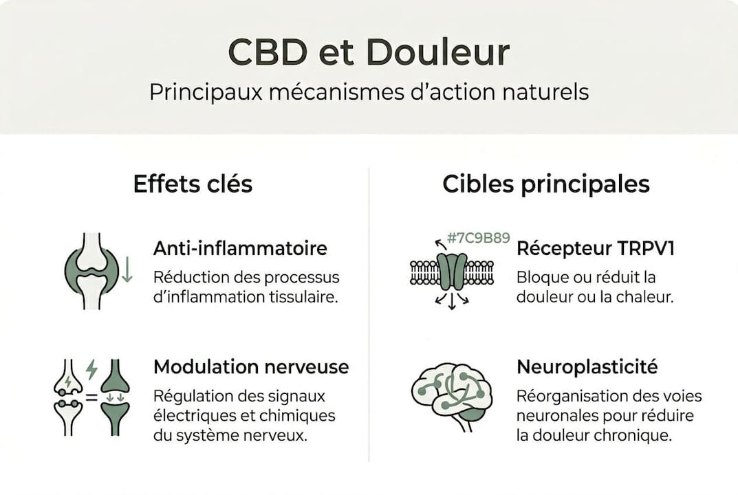 Infographie : comment le CBD agit naturellement sur la douleur