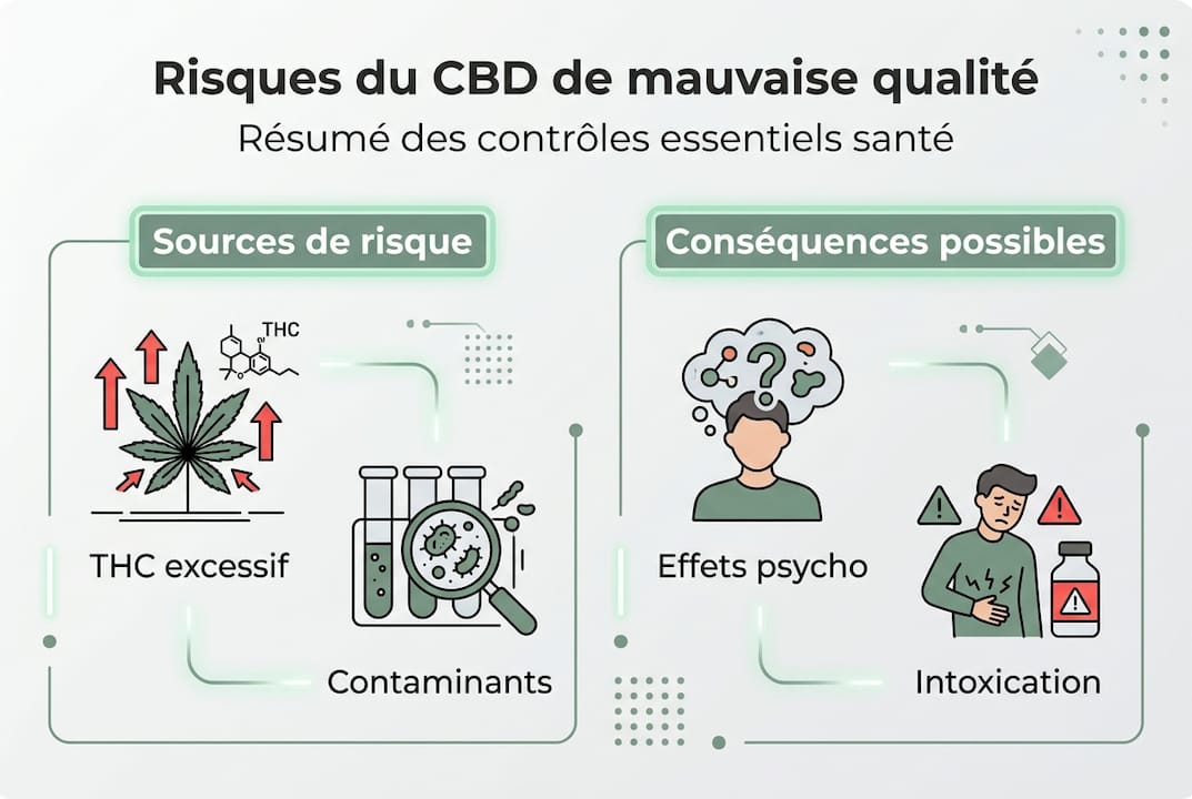 Infographie : les dangers potentiels du CBD et leurs impacts