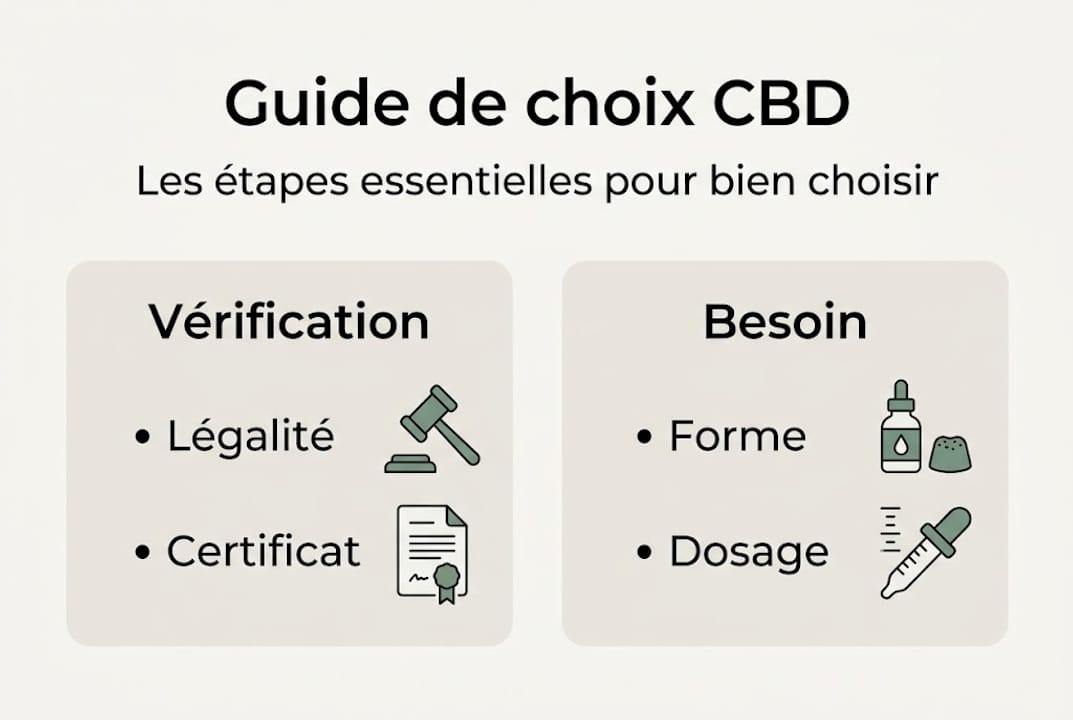 Infographie : les étapes essentielles pour bien choisir son produit au CBD