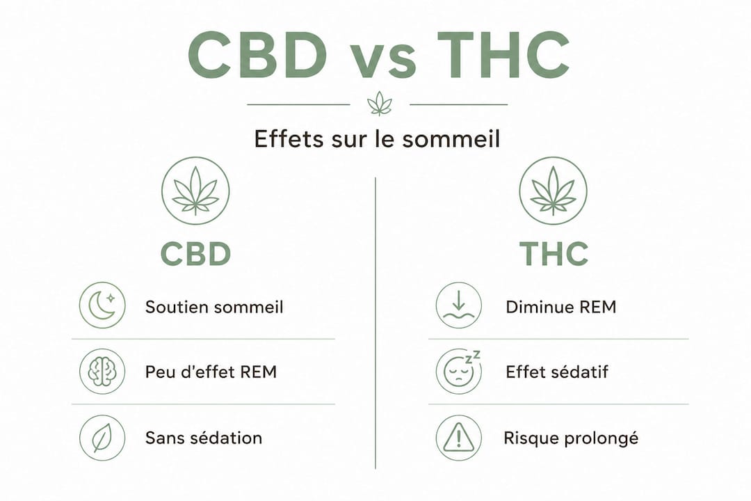 Infographie : quelles différences entre le CBD et le THC sur la qualité du sommeil ?