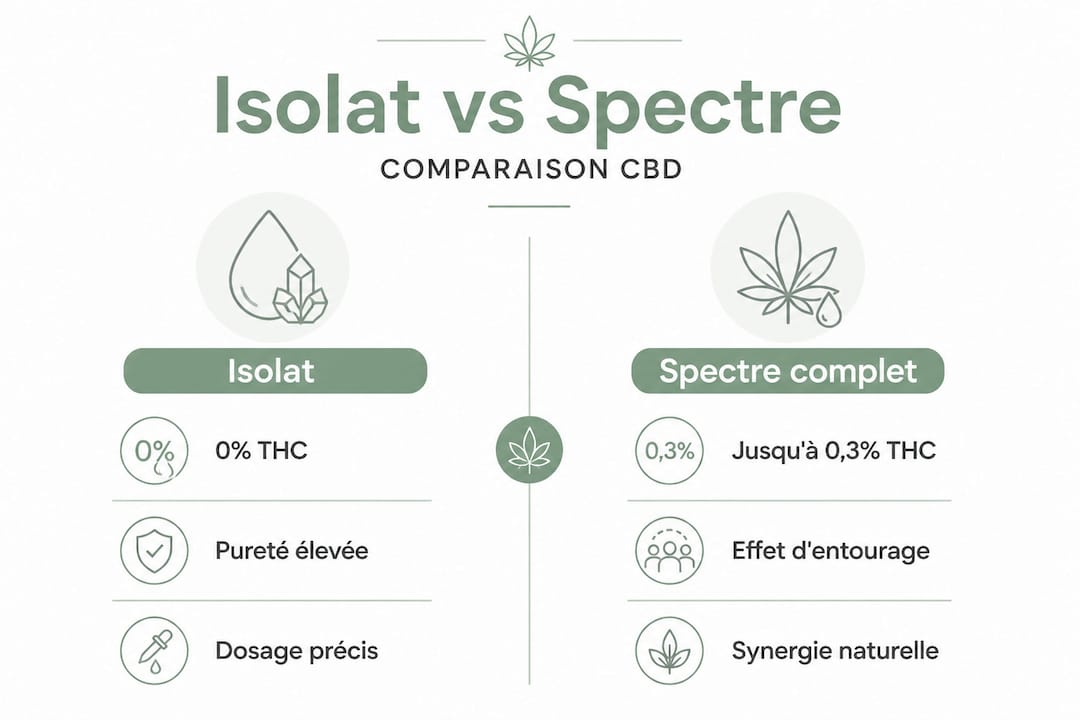 Infographie : les différences entre le CBD isolé et le CBD à spectre complet