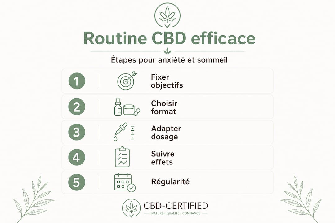 Infographie : les étapes clés d’une routine CBD pour mieux gérer l’anxiété et améliorer le sommeil