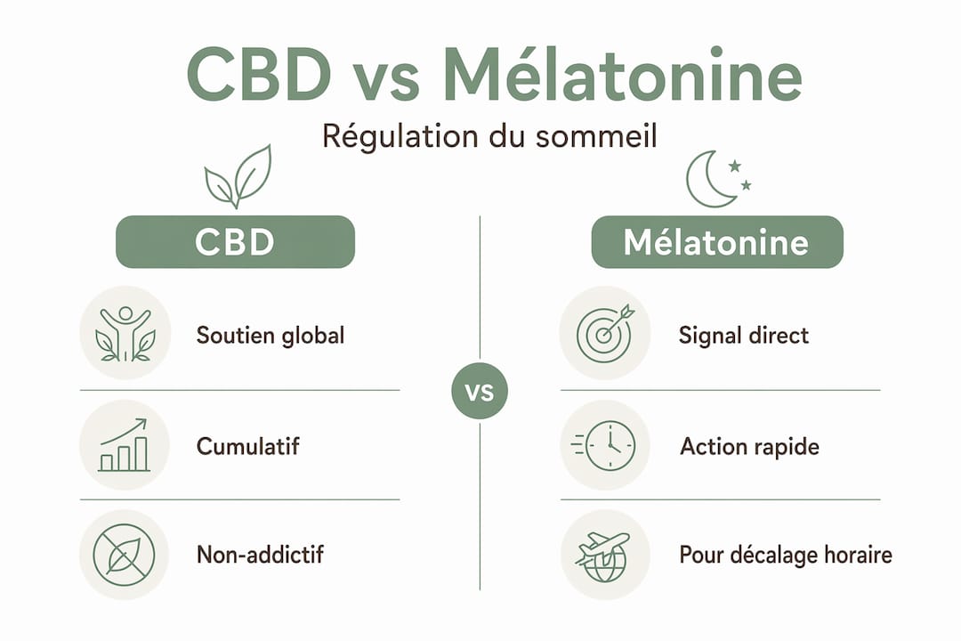 Infographie : CBD ou mélatonine, quelle solution privilégier pour mieux dormir ?