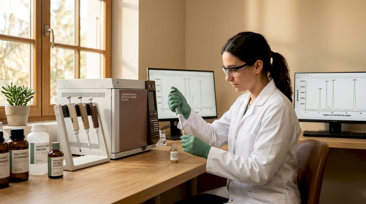 Une technicienne de laboratoire effectue des analyses sur le CBD, veillant à la qualité et à la conformité des échantillons.