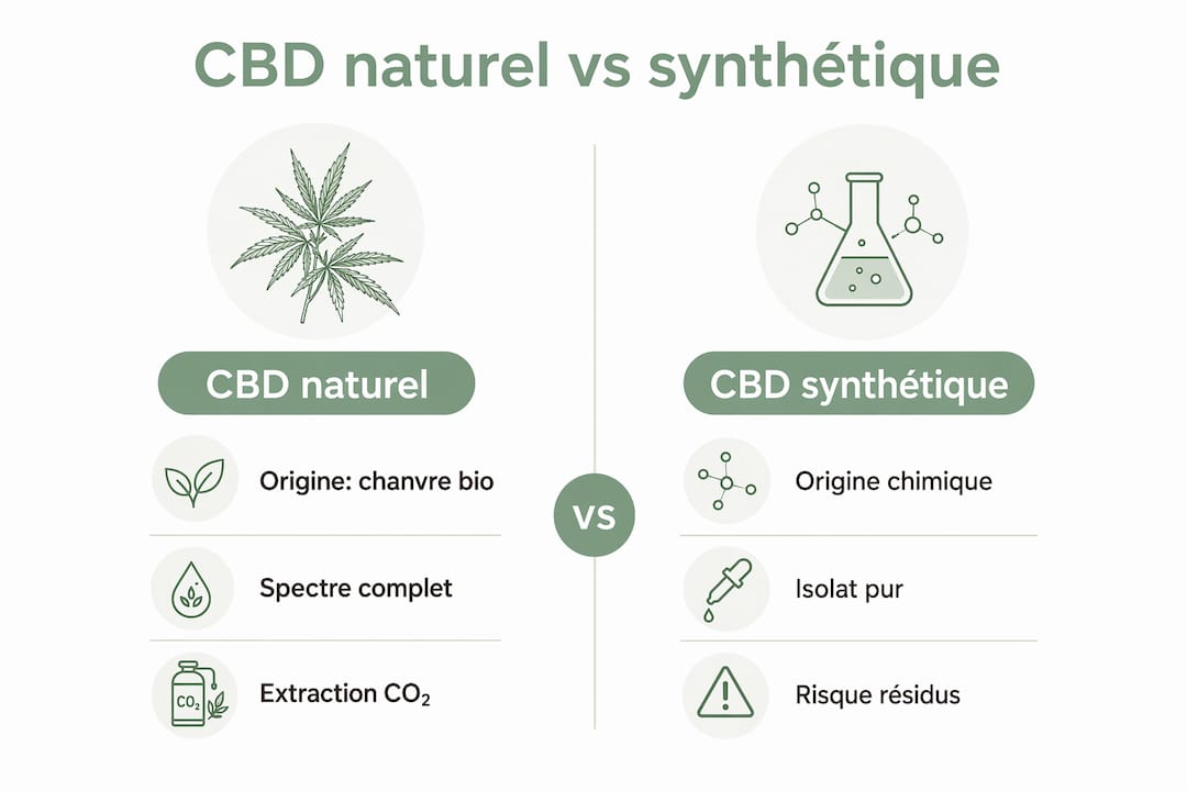 Infographie : les différences essentielles entre CBD naturel et CBD synthétique passées au crible