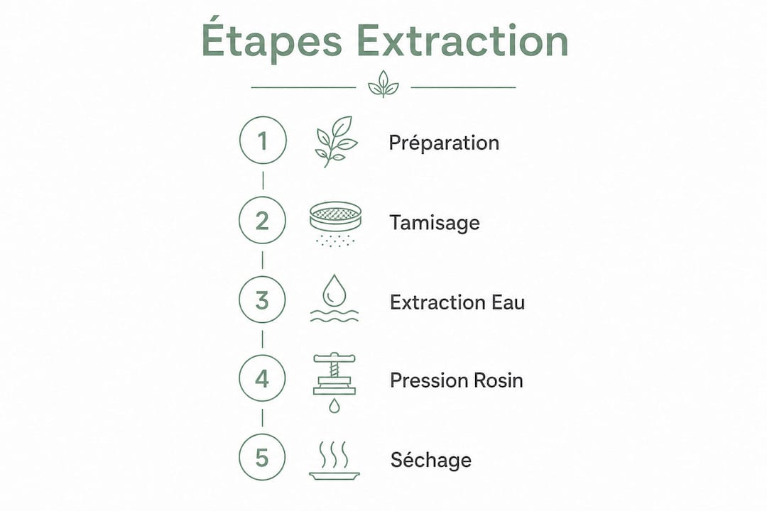 Découvrez en infographie les différentes étapes du processus d’extraction de la résine de CBD.