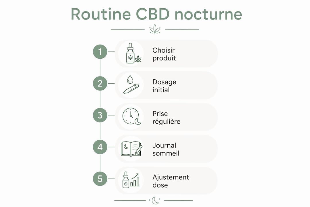 Infographie : les étapes incontournables d'une routine au CBD pour une nuit paisible