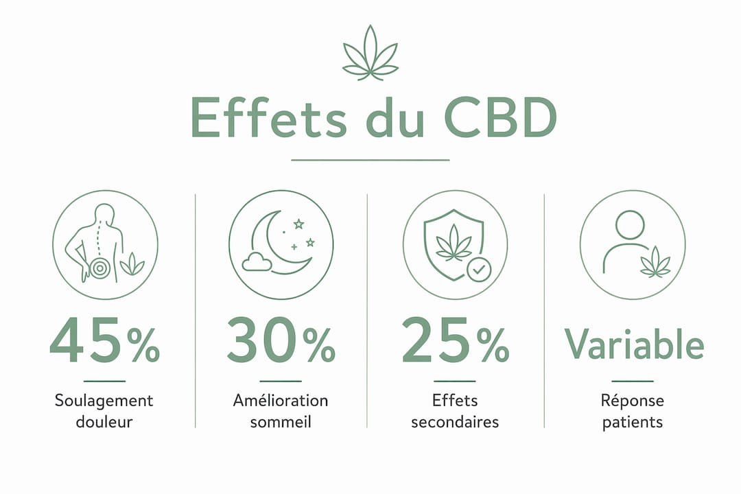 Visuel présentant les chiffres clés sur l’impact du CBD dans le soulagement de la névralgie