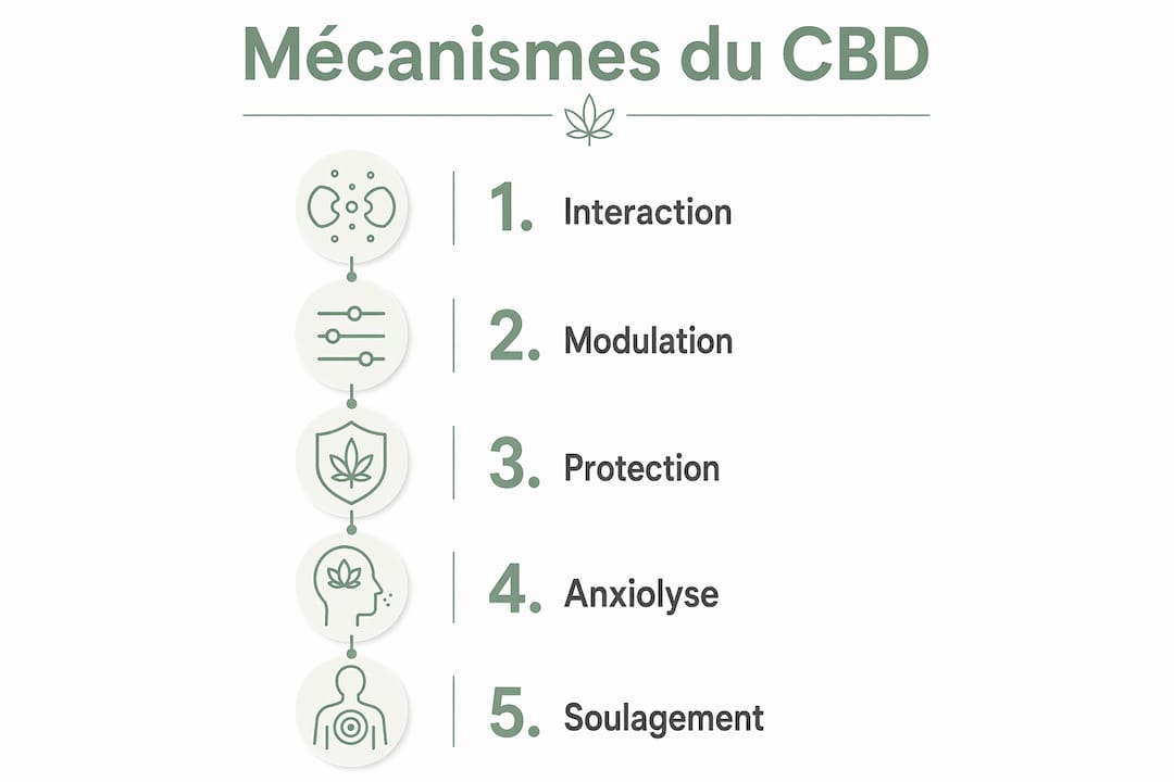 Schéma explicatif : comment le CBD agit sur le syndrome de l’intestin irritable