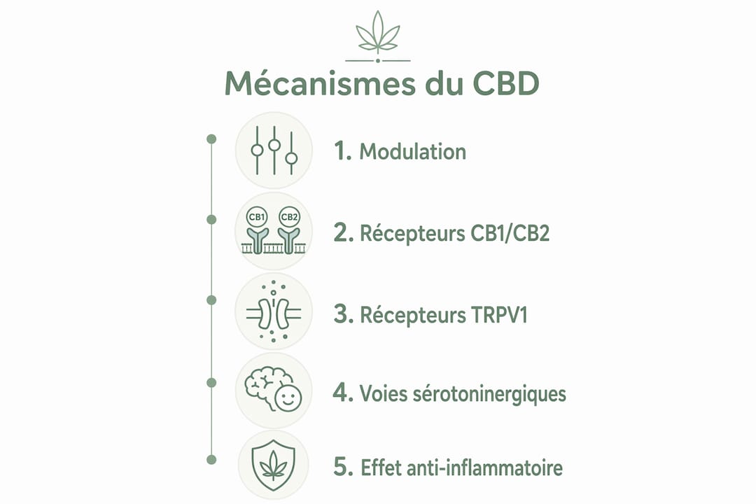 Schéma illustrant le fonctionnement du CBD dans l’organisme