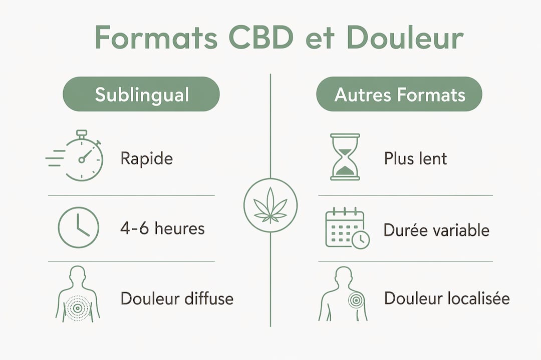 Comparatif visuel des différentes formes de CBD pour soulager la douleur