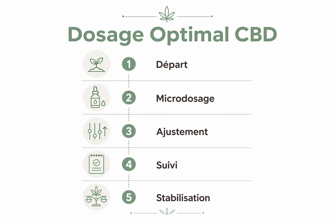 Schéma explicatif des différentes étapes pour bien doser le CBD