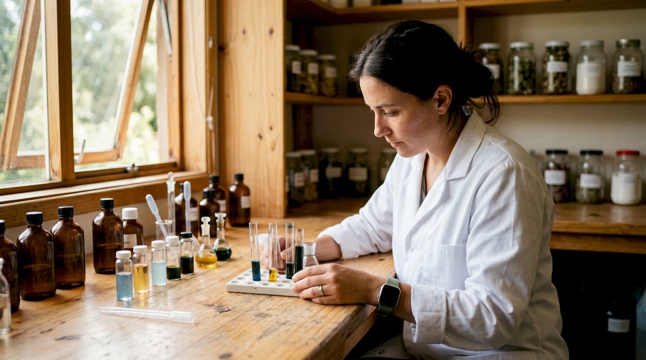 Des techniciens en gants effectuent des analyses de résines de CBD en laboratoire.