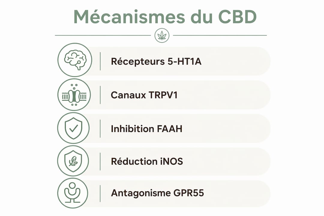 Schéma illustrant comment le CBD agit sur la migraine