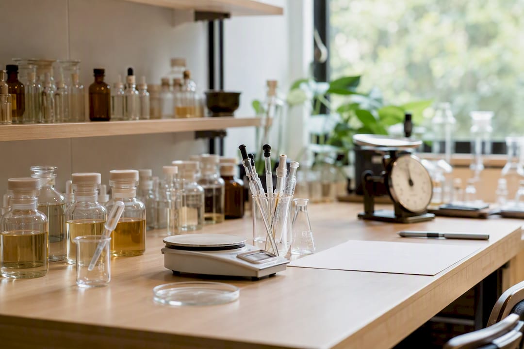 Fioles de laboratoire contenant des liquides de vape au CBD