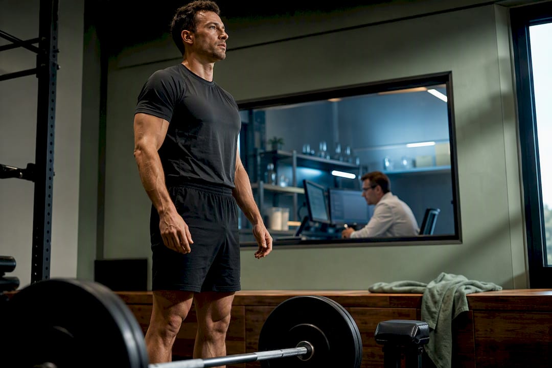 Athlète après un squat dans un laboratoire sportif