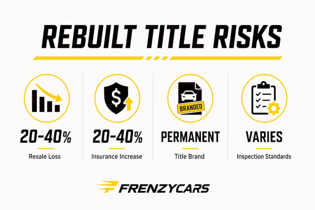 Infographic highlighting rebuilt title risks and impacts
