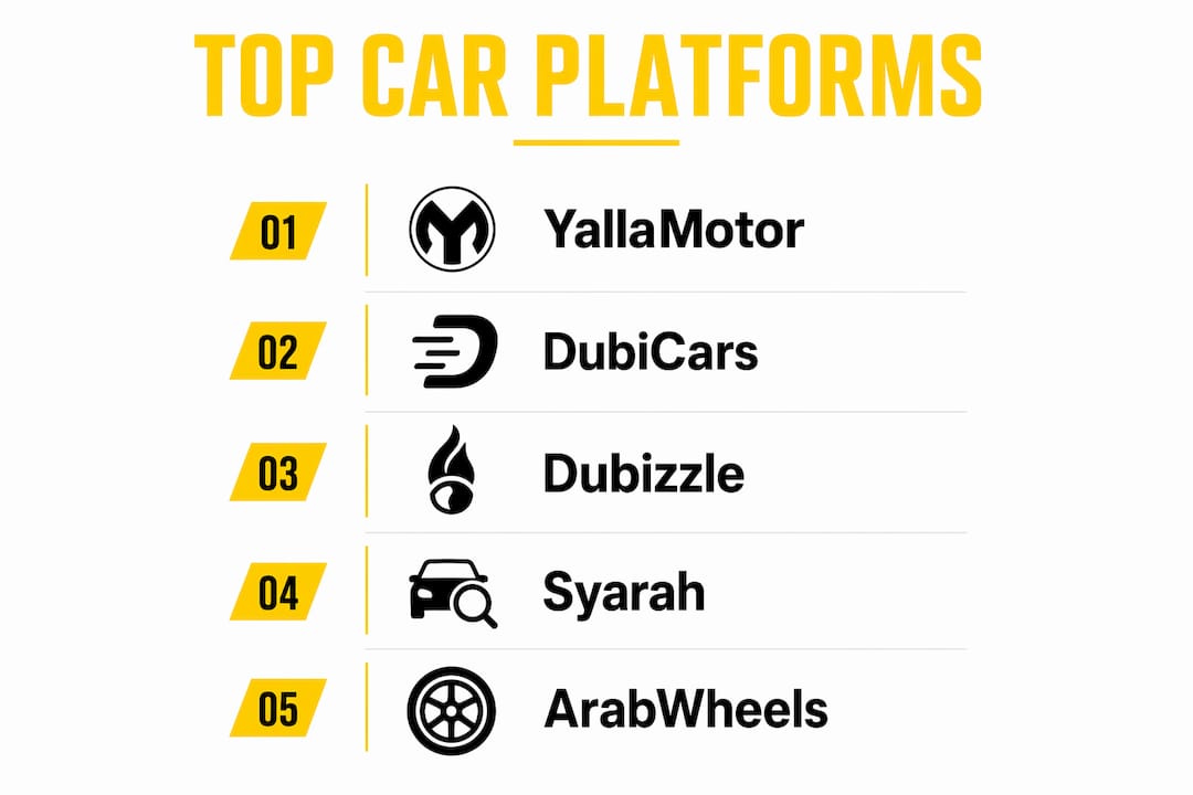 Infographic showing leading Middle East car buying platforms