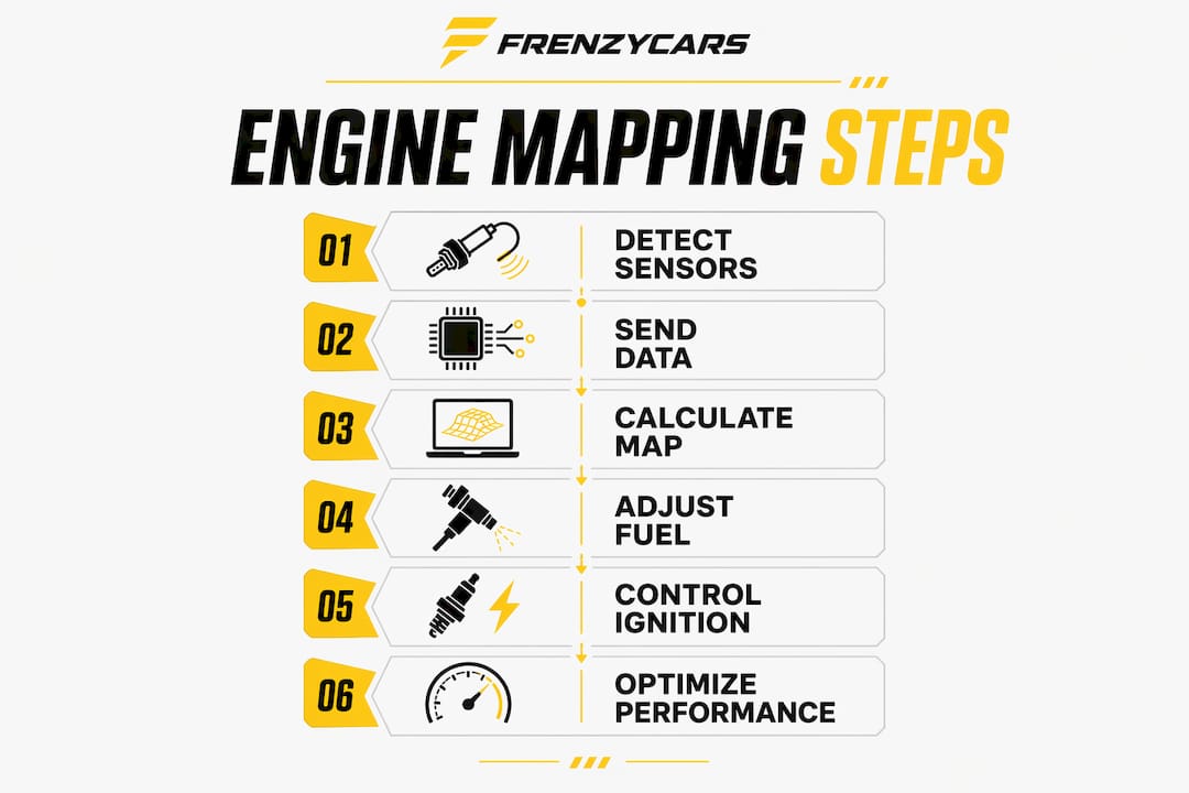 Infographic showing key engine mapping steps