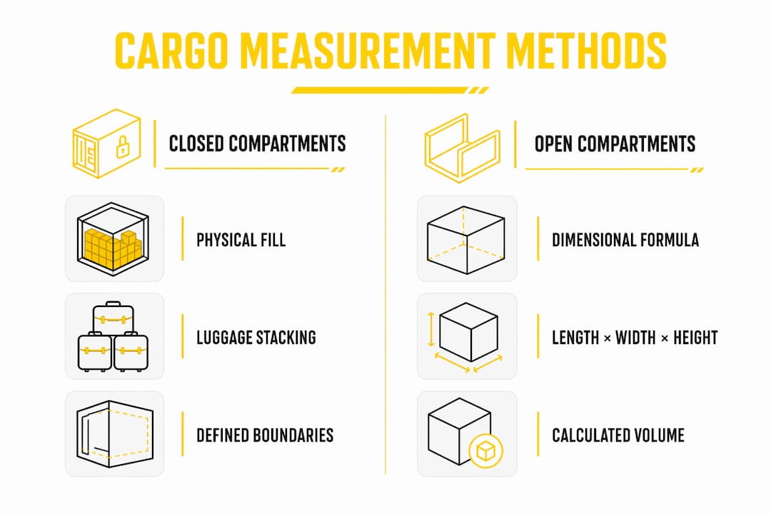 Infographic comparing different cargo measurement methods