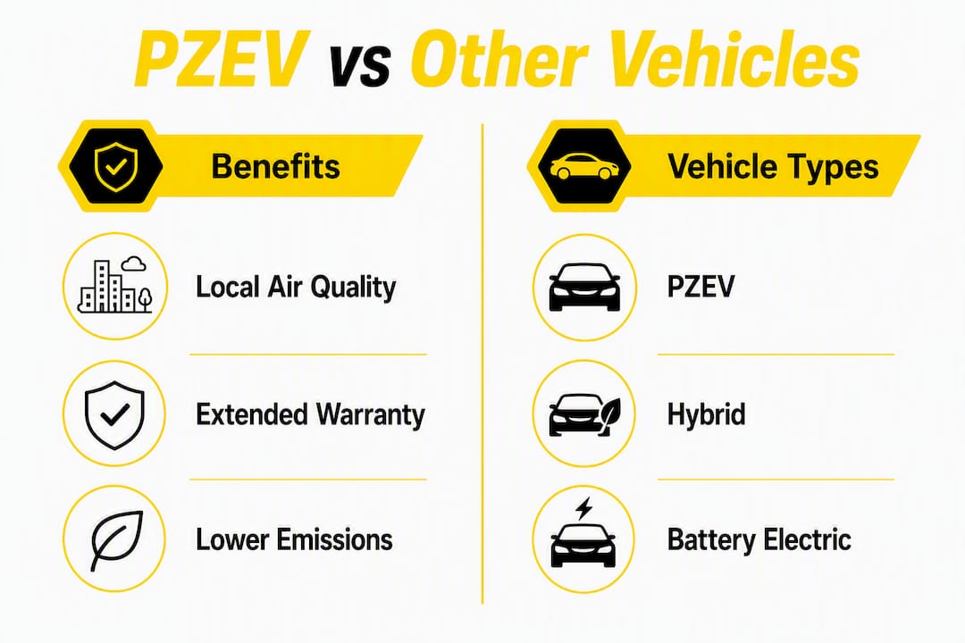 Infographic comparing PZEV, hybrid, and electric vehicles