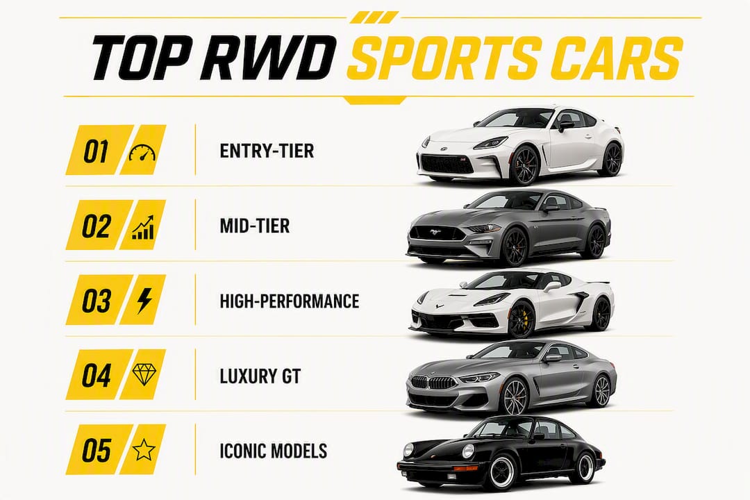 Infographic ranking top rear-wheel drive sports cars