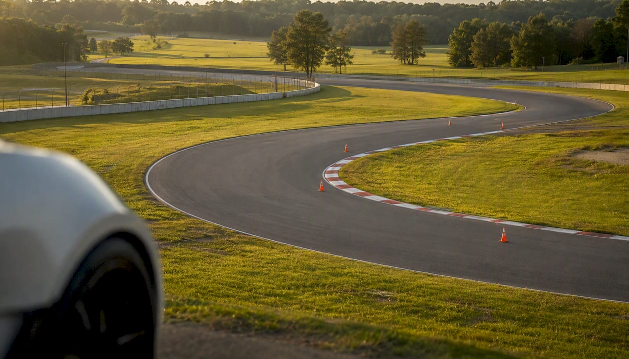 Racetrack corner with apex and track line