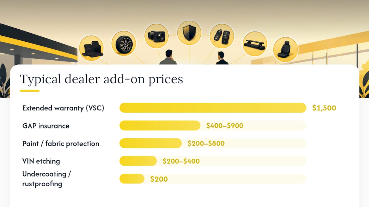 Comparison chart of dealer add-ons pricing and benefits