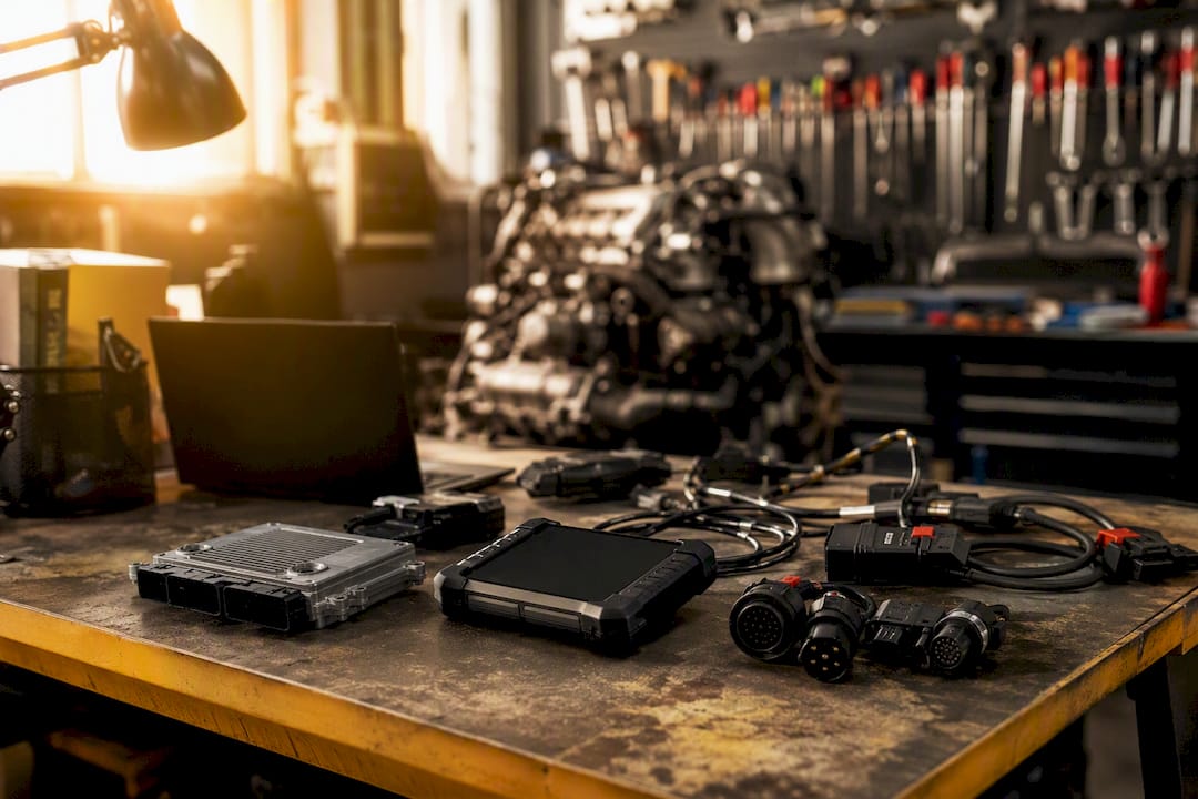 ECU diagnostic and backup tools on bench