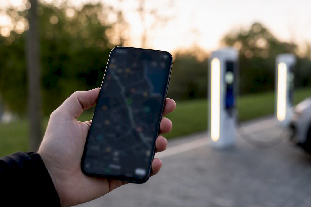 Smartphone with EV charging station map