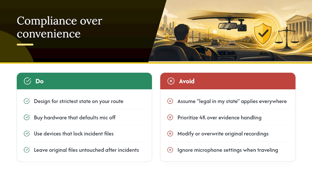 Why Compliance Beats Convenience on Dash Cam Laws — overview diagram