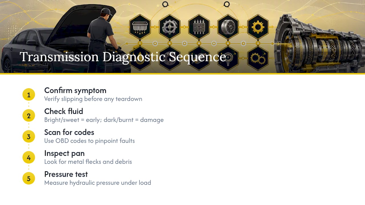 Five-step transmission diagnostic checklist