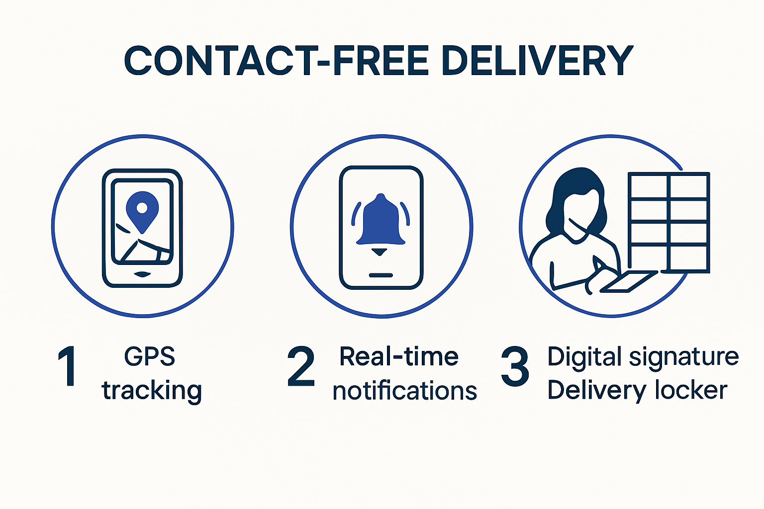 Modern contact free delivery process steps and technologies infographic