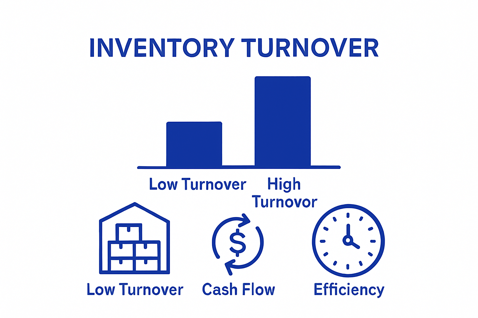 Infographic: comparison of low vs. high inventory turnover rates