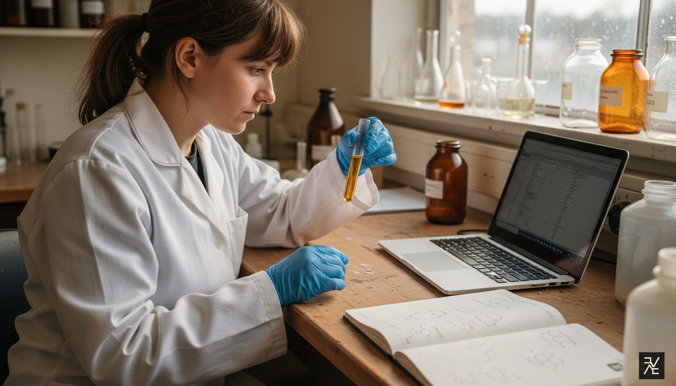 Lab technician analyzing rapeseed wax sample