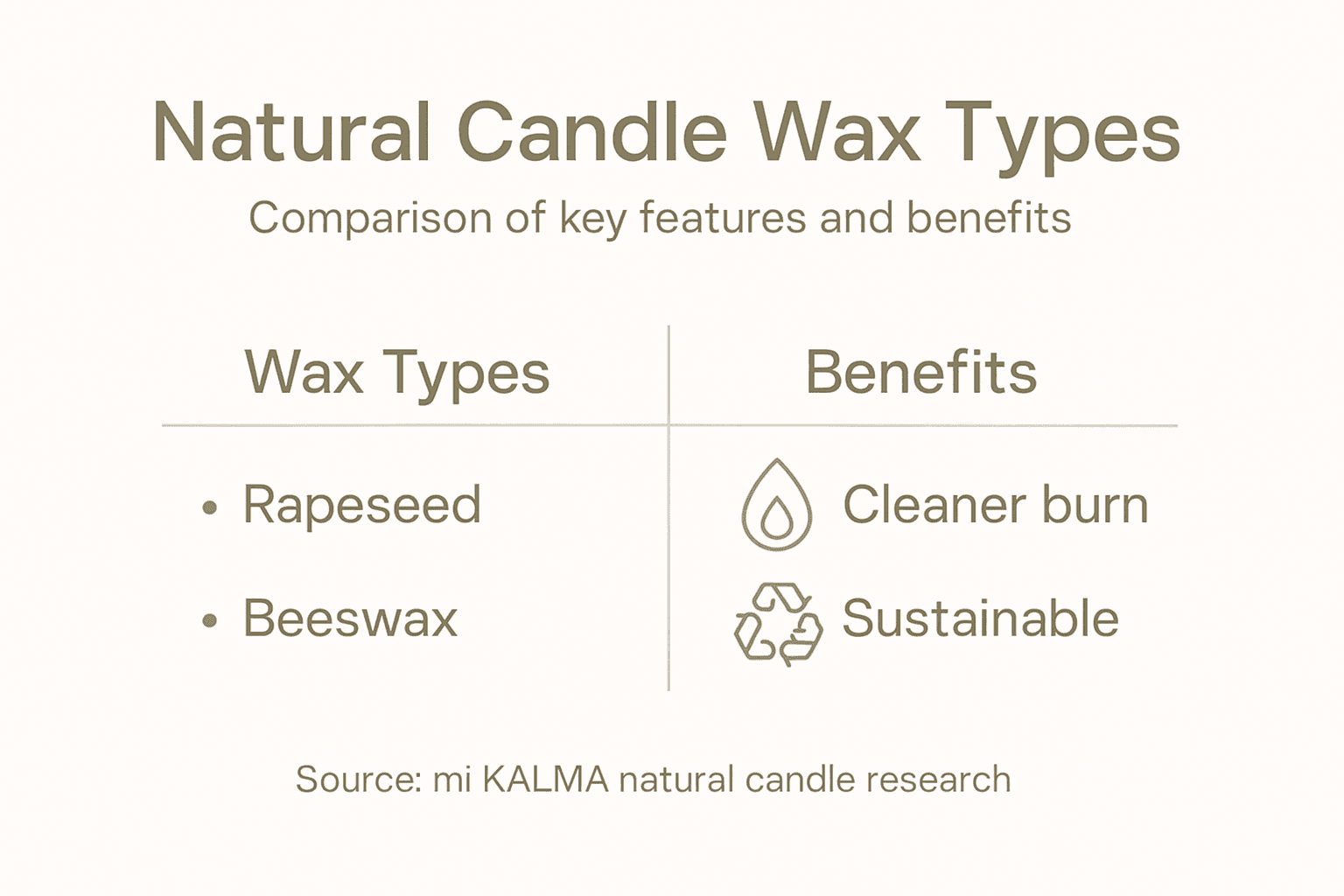 Infographic comparing natural candle wax types and benefits
