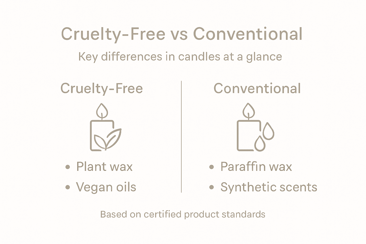 Infographic comparing cruelty-free and conventional candles